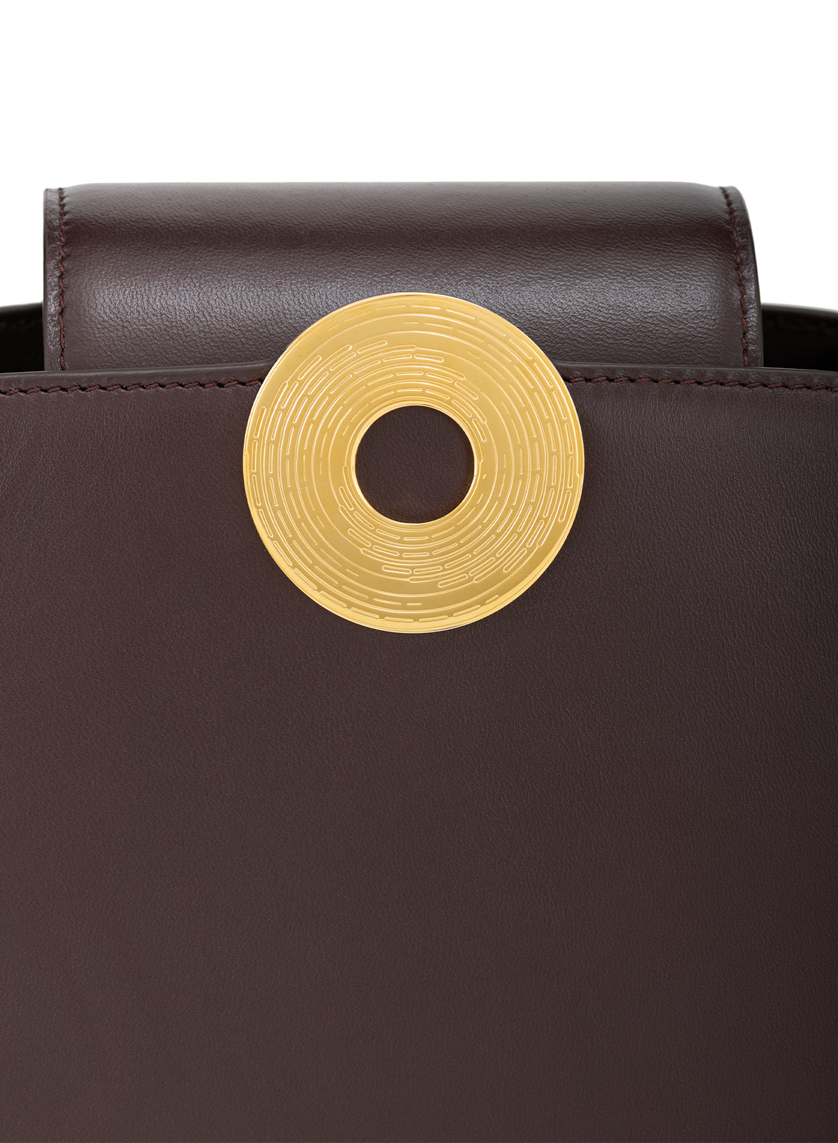 Electra M Monogram in Mahogany, close-up detail