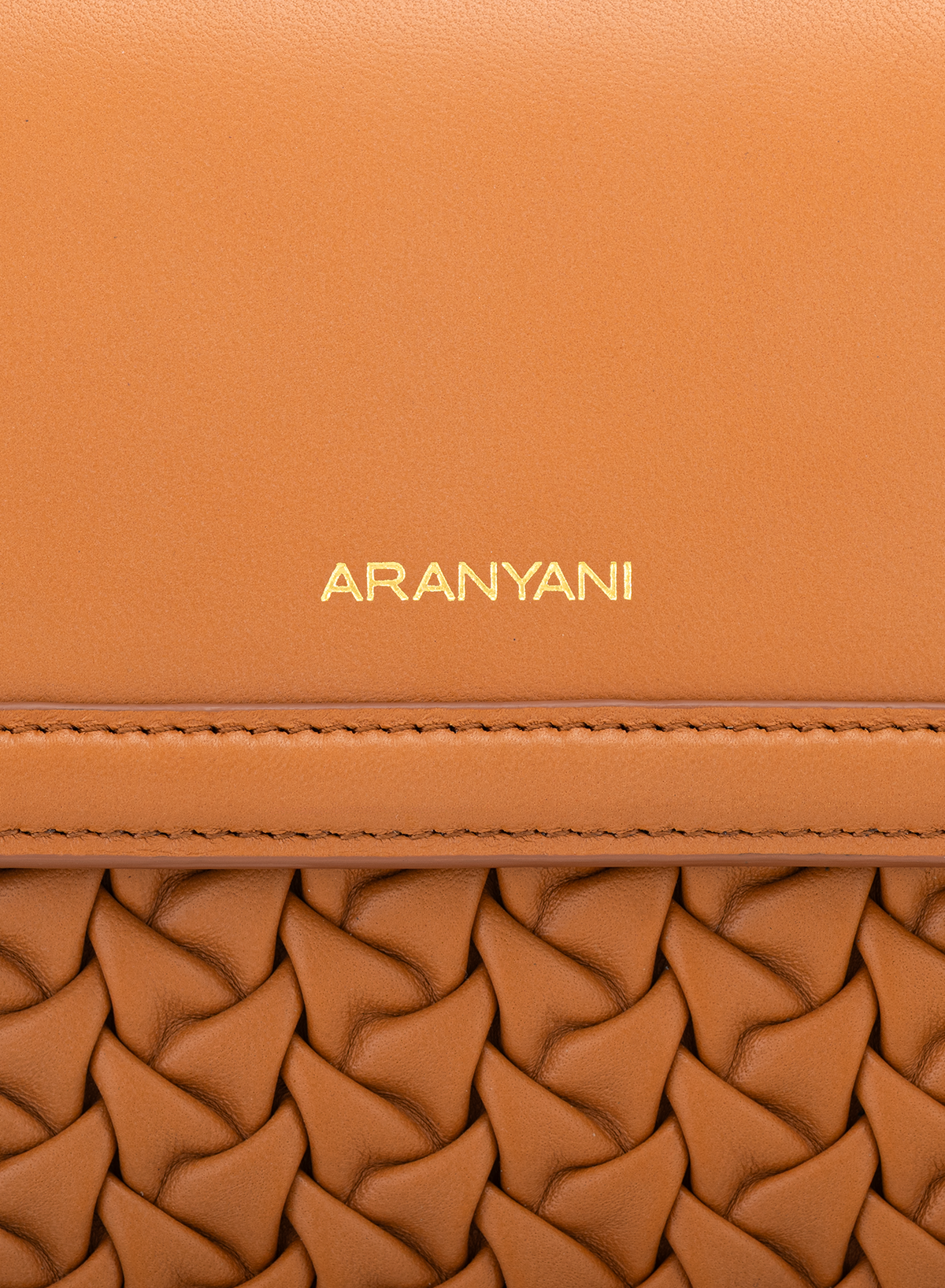 Astra Crossbody Hand-pleated in Bruno, close-up detail
