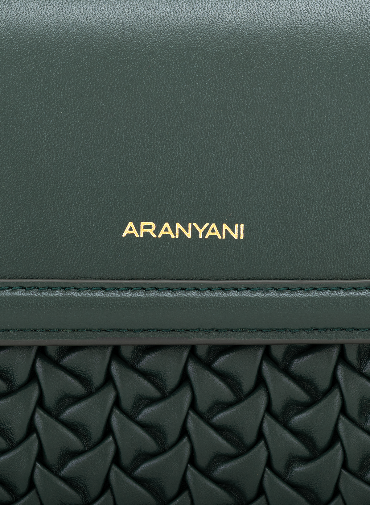 Astra Crossbody Hand-pleated in Green, close-up detail