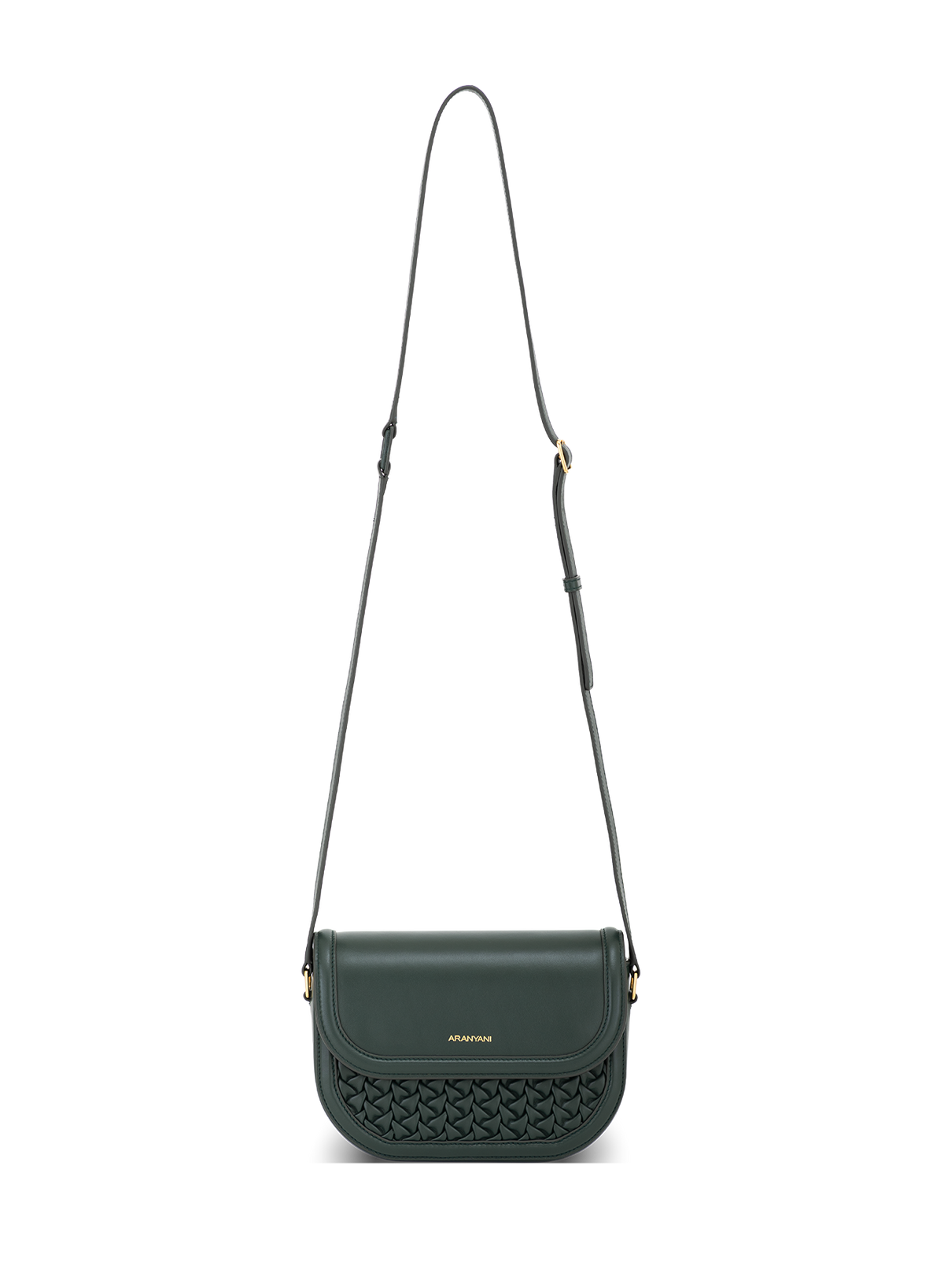 Astra Crossbody Hand-pleated in Green, strap detail