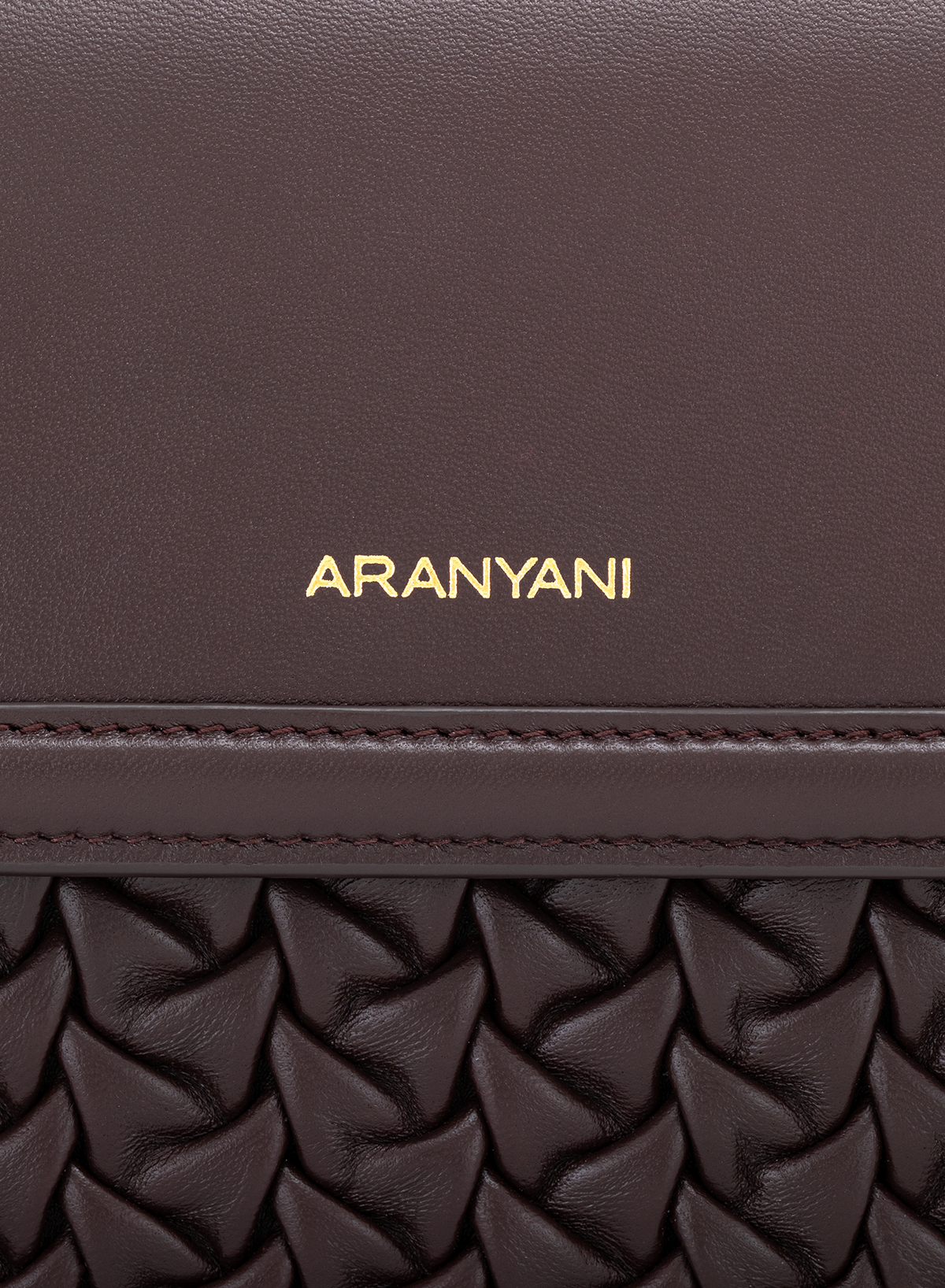 Astra Crossbody Hand-pleated in Mahogany, close-up detail