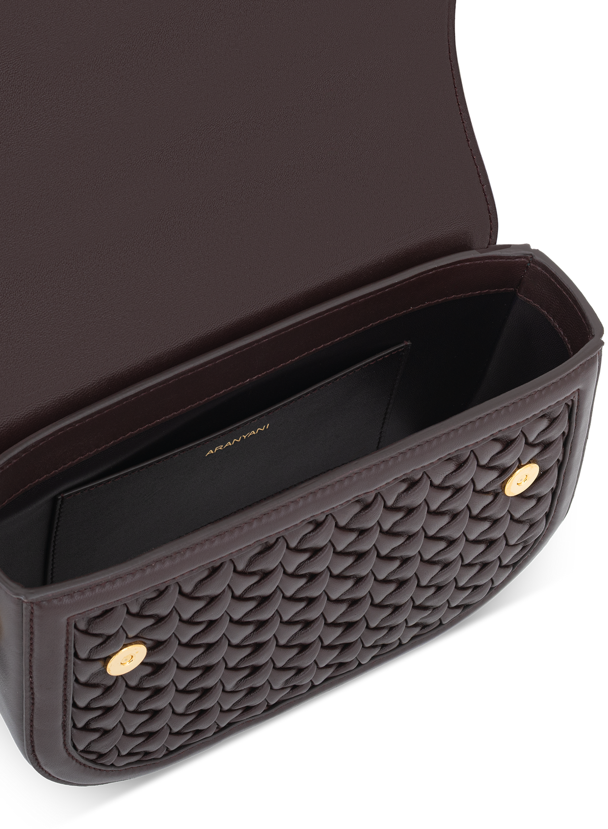 Astra Crossbody Hand-pleated in Mahogany, top view