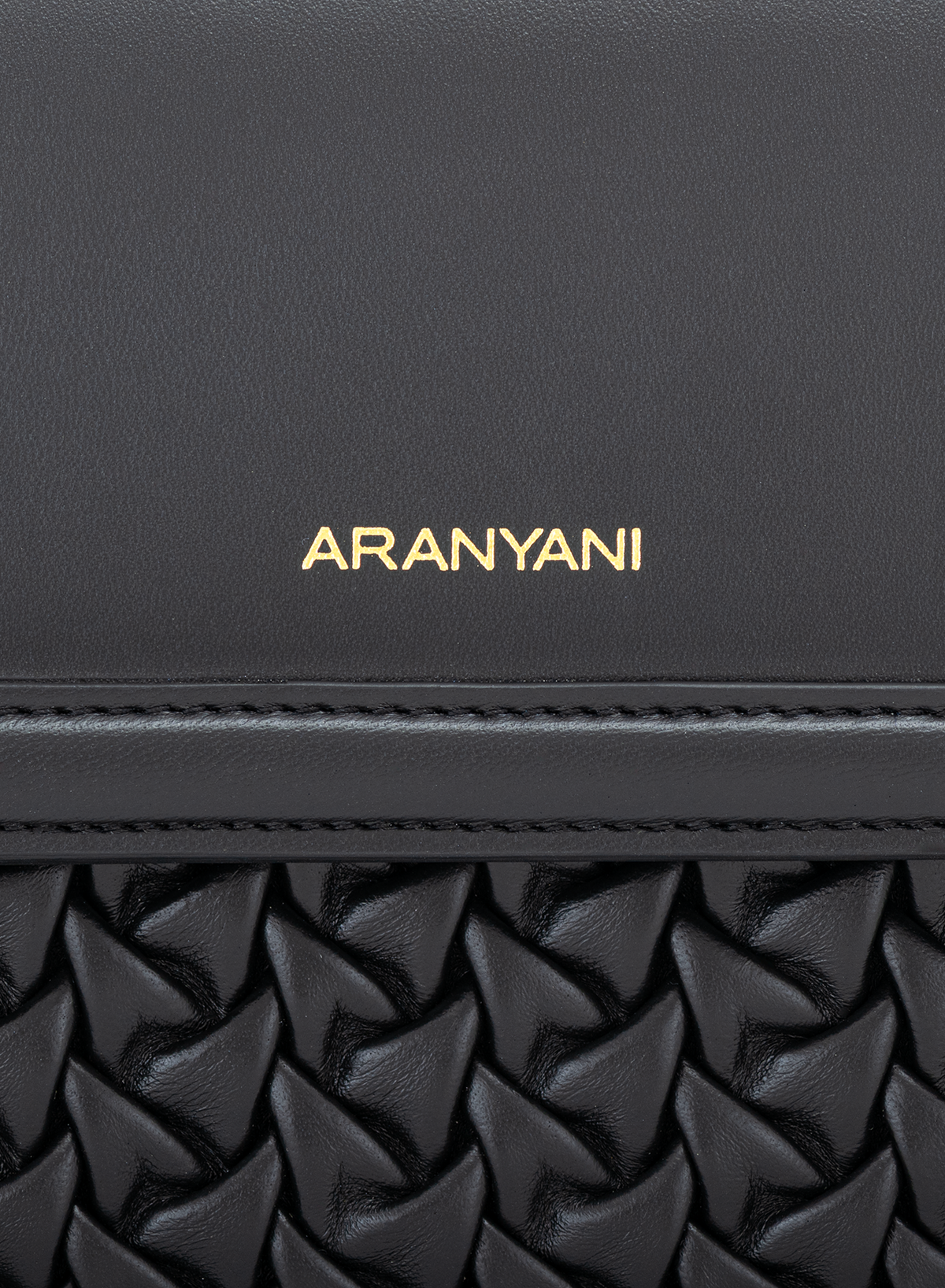 Astra Crossbody Hand-pleated in Obsidian, close-up detail