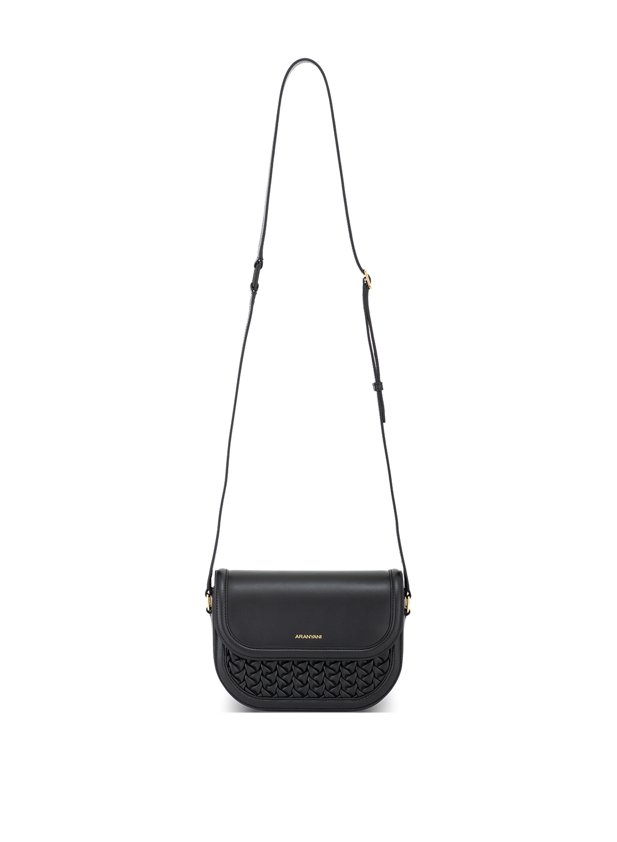 Astra Crossbody Hand-pleated in Obsidian, strap detail
