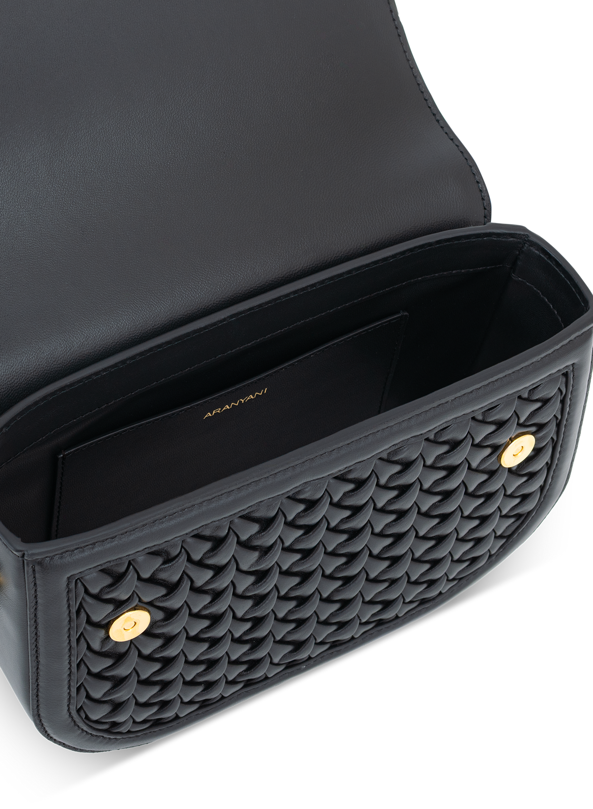 Astra Crossbody Hand-pleated in Obsidian, top view