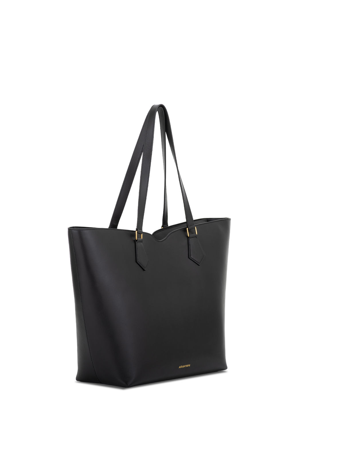 Amala L Tote Silken Nappa in Obsidian, side view