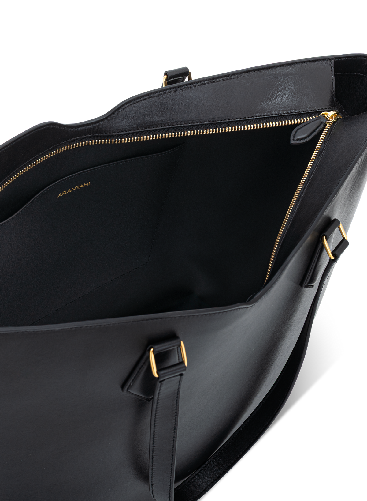 Amala L Tote Silken Nappa in Obsidian, top view