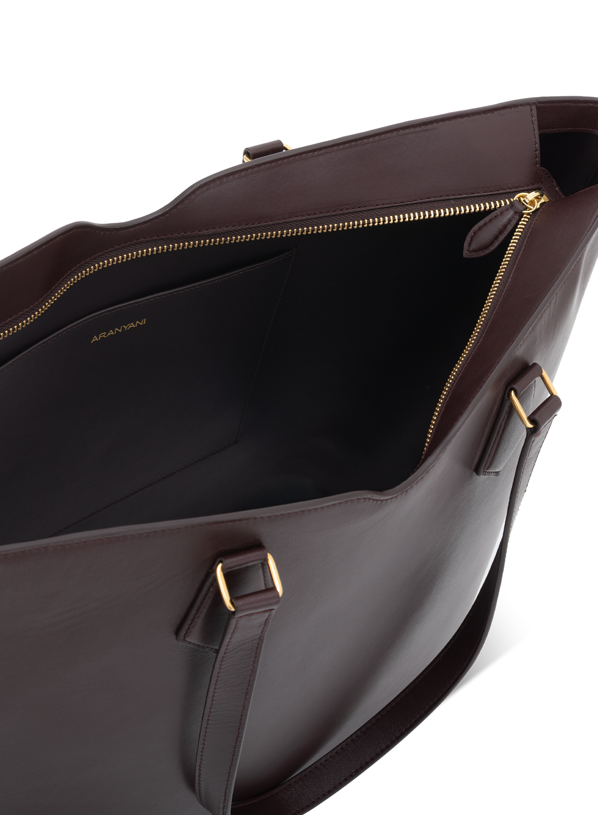 Amala L Tote Silken Nappa in Mahogany, top view