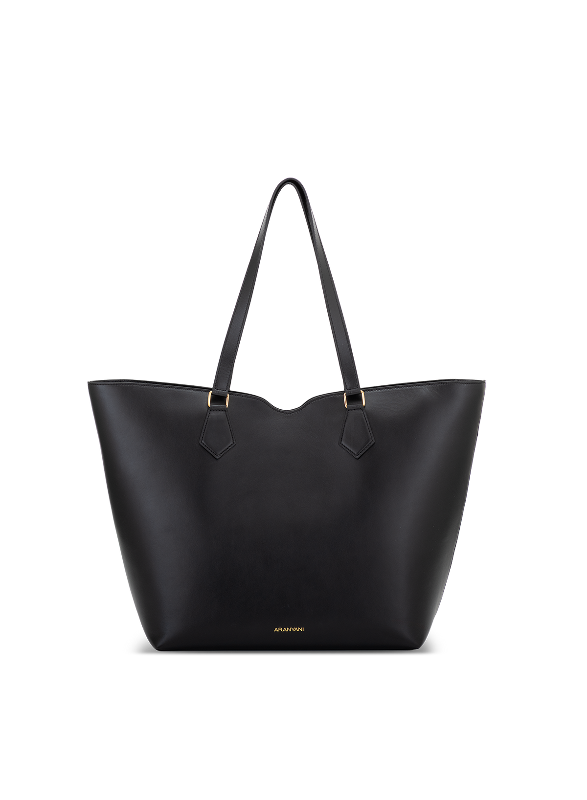 Amala L Tote Silken Nappa in Obsidian, front view
