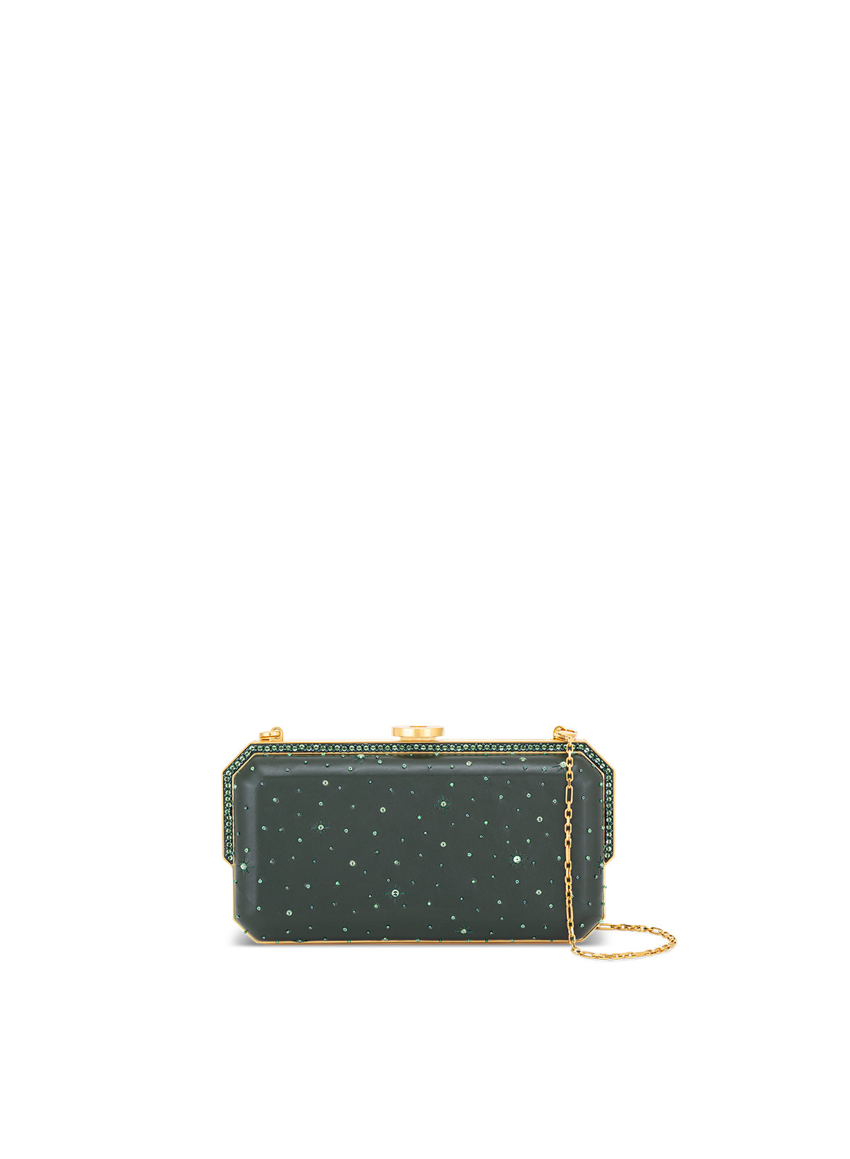 Laya Framed Clutch Embellished in Green, back view