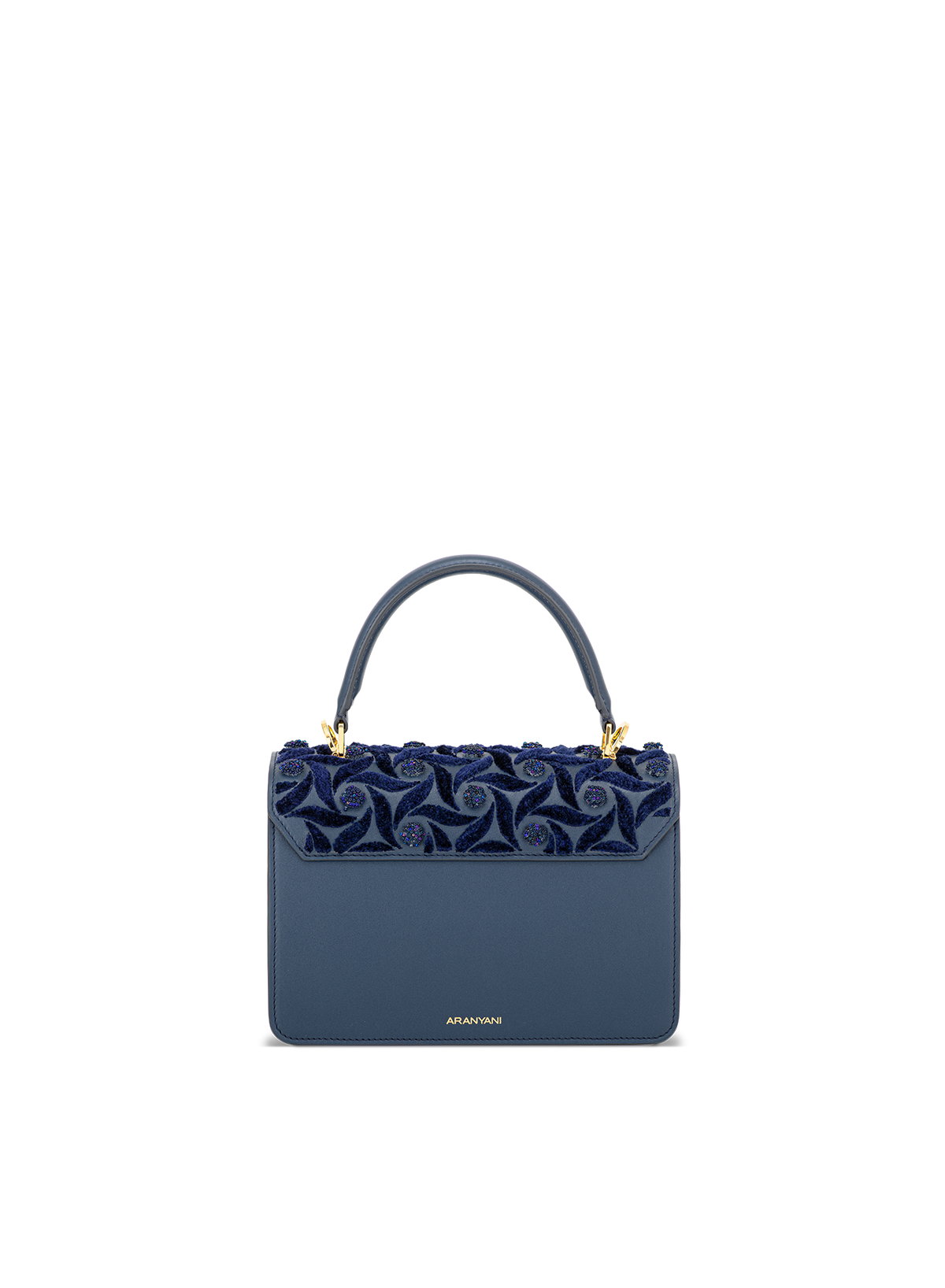 Lila Embellished with Citrine Push Lock in Midnight Blue, back view
