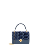 Lila Embellished with Citrine Push Lock in Midnight Blue, front view