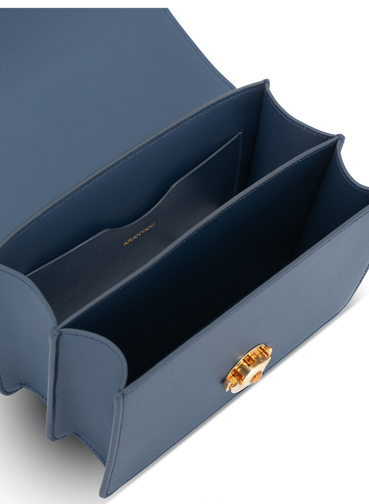 Lila Embellished with Citrine Push Lock in Midnight Blue, top view