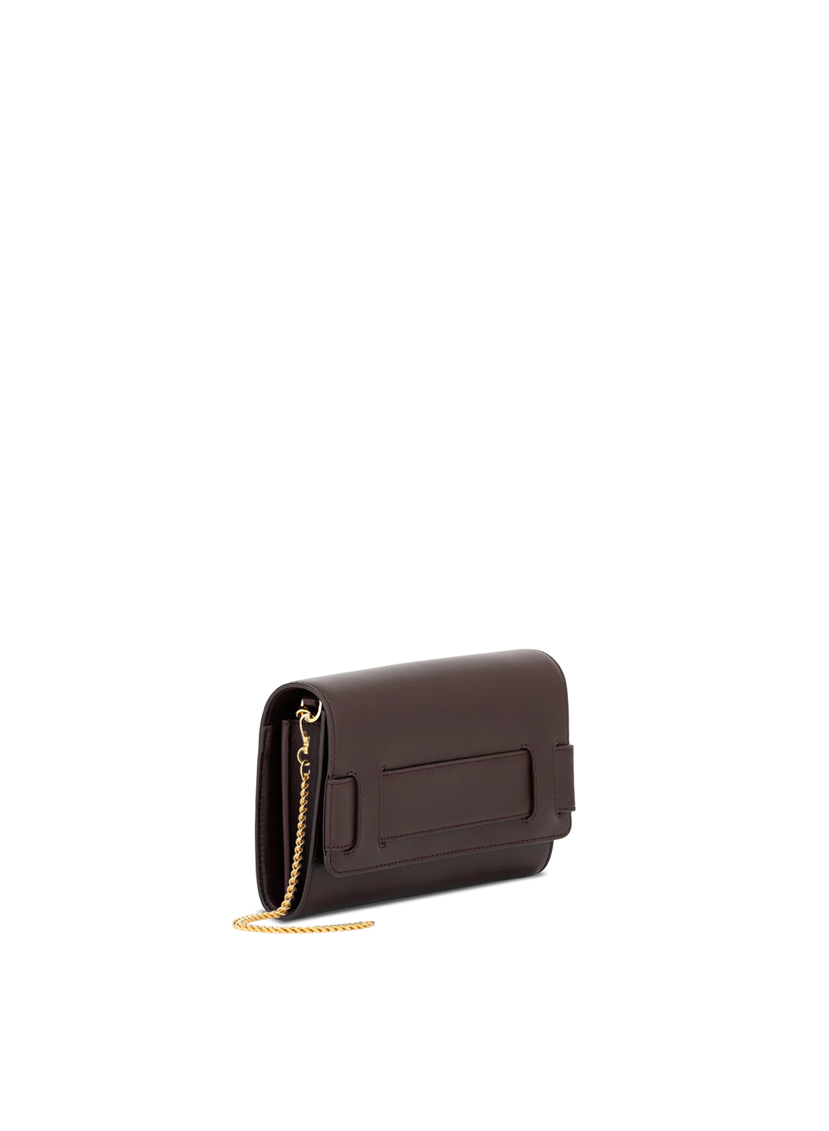 Tara Clutch in Mahogany, side view
