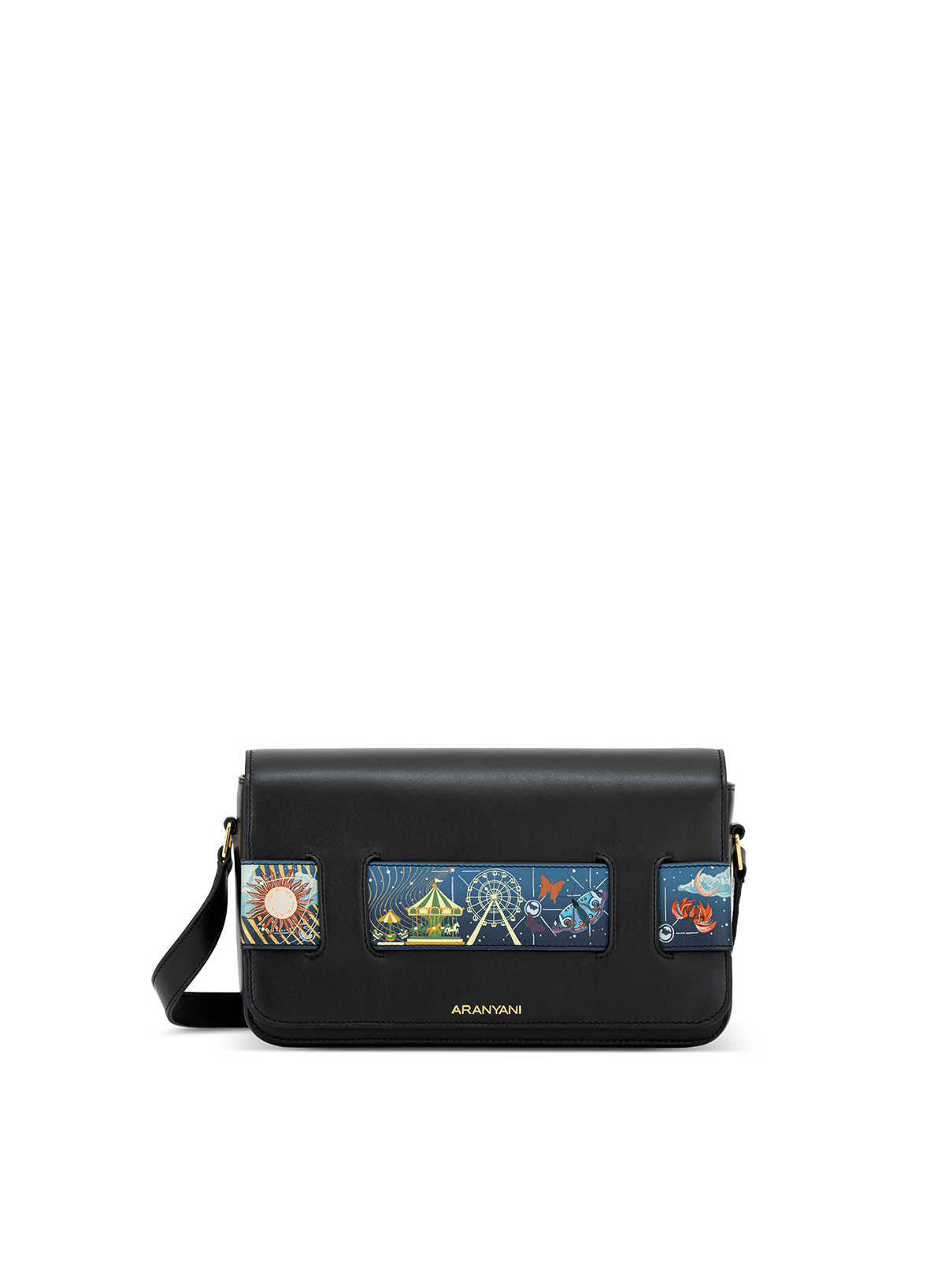 Tara Crossbody Hand-painted in Obsidian, front view