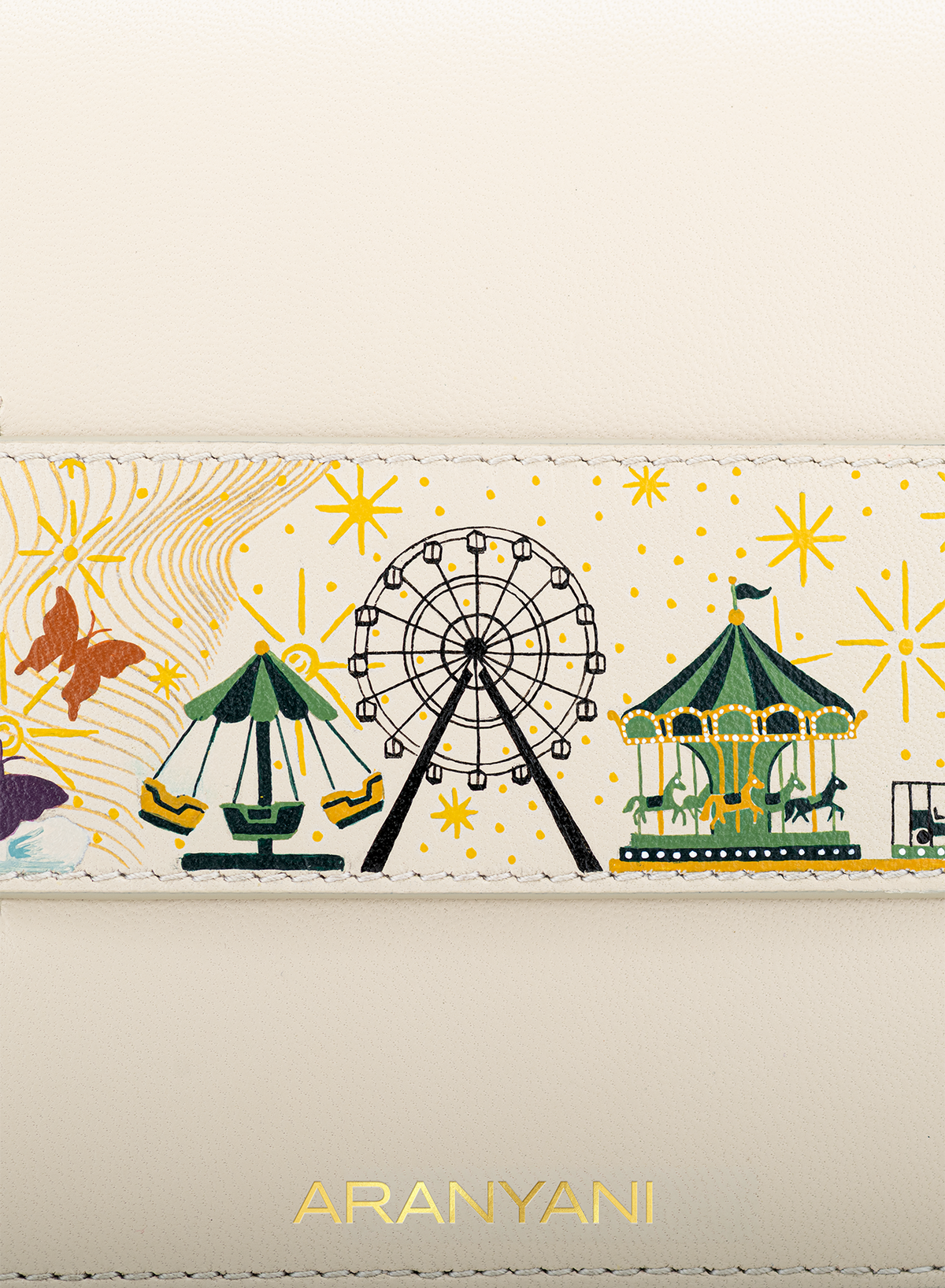 Tara Crossbody Hand-painted in Sand, close-up detail