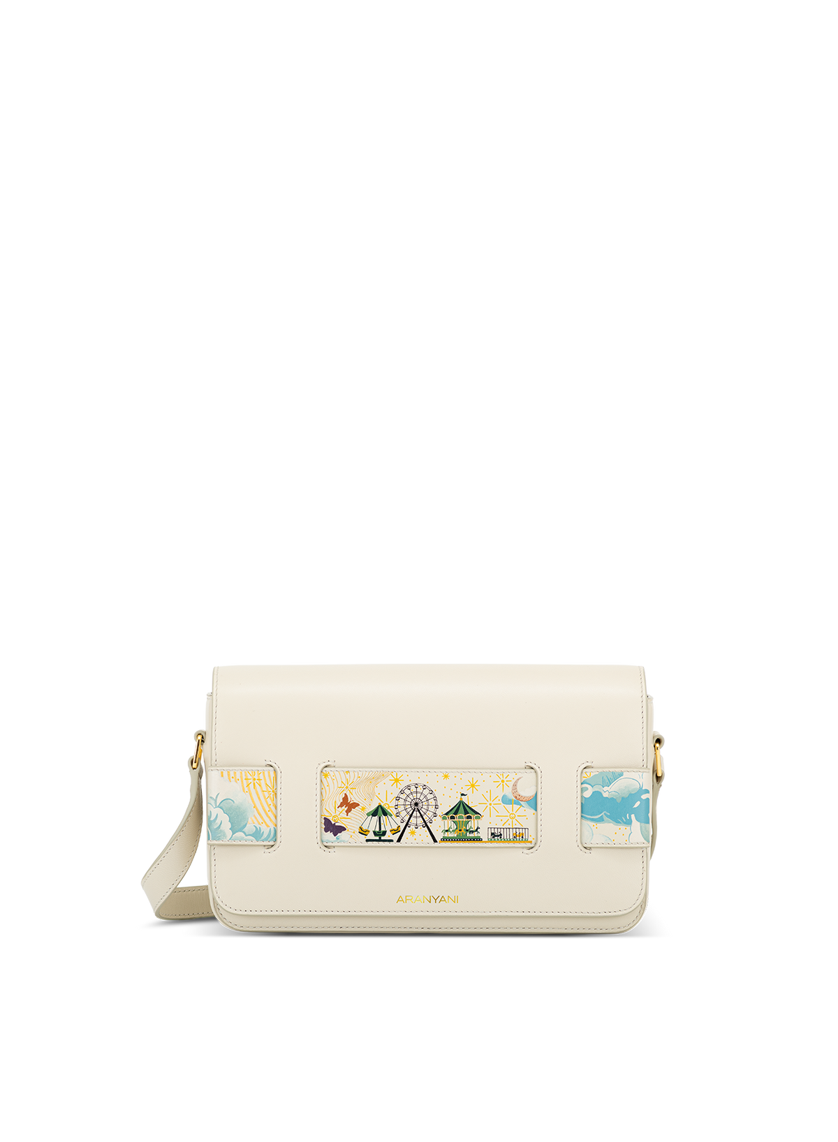 Tara Crossbody Hand-painted in Sand, front view