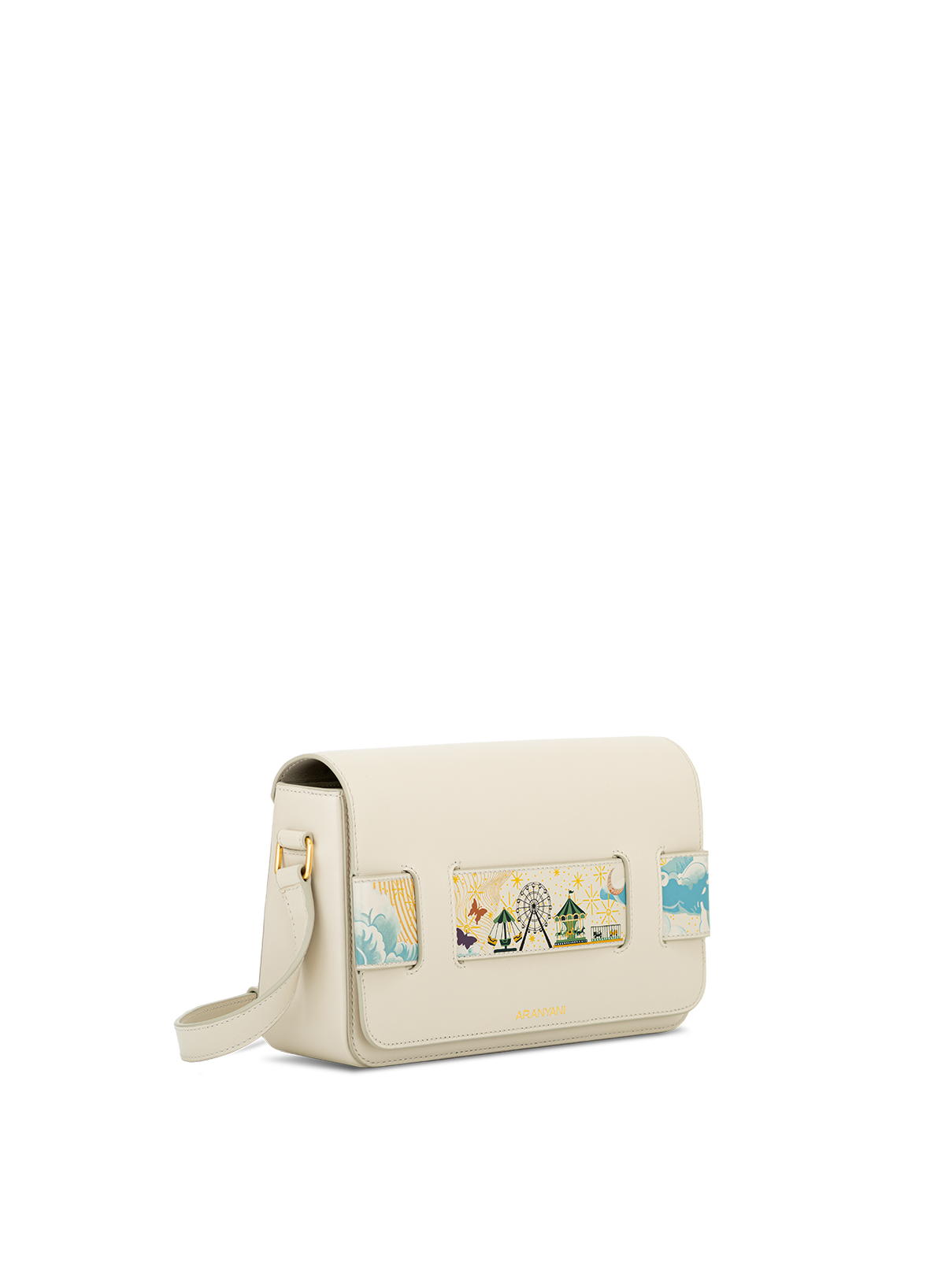 Tara Crossbody Hand-painted in Sand, side view