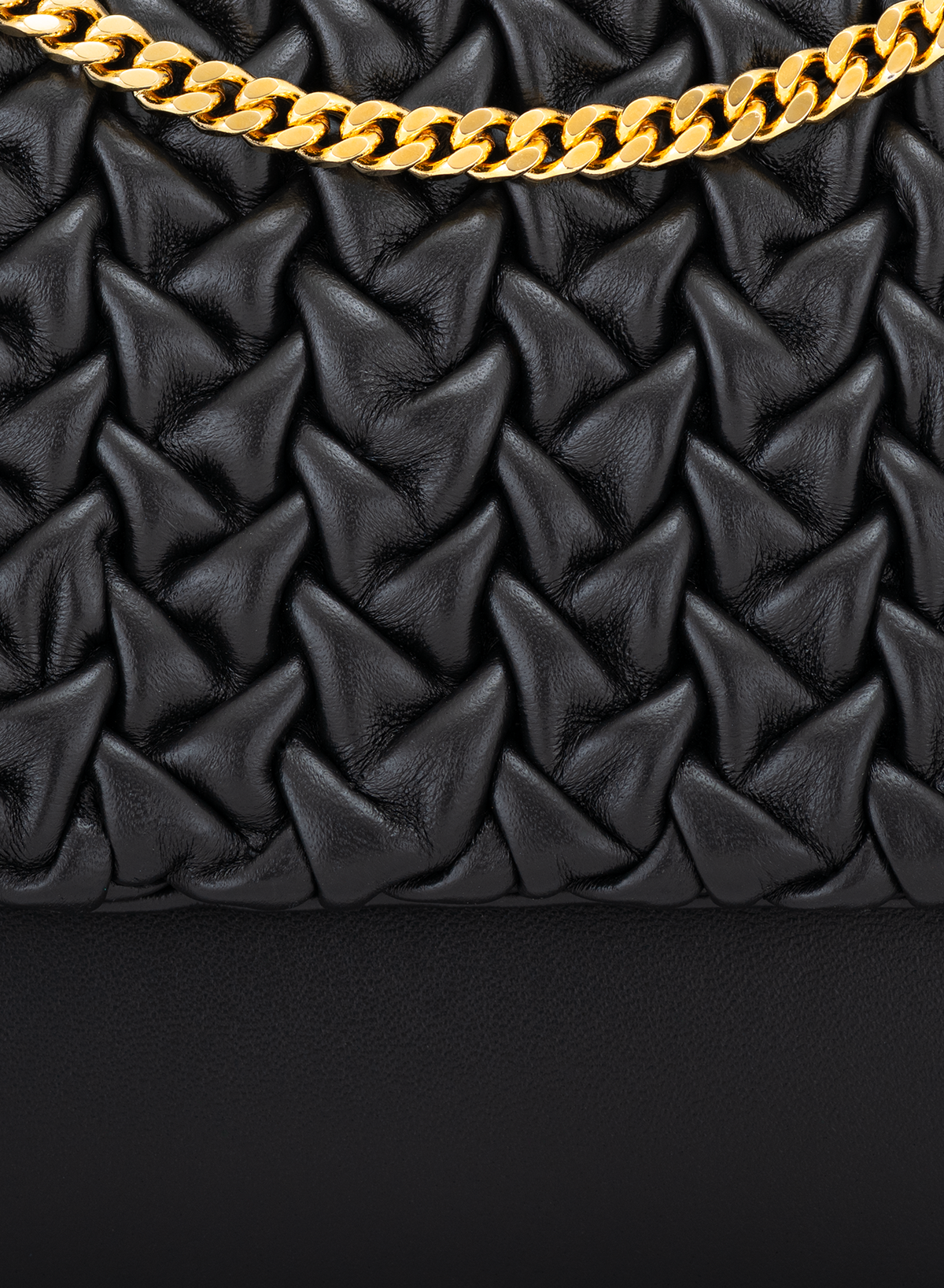 Amoura Hand-pleated in Obsidian, close-up detail