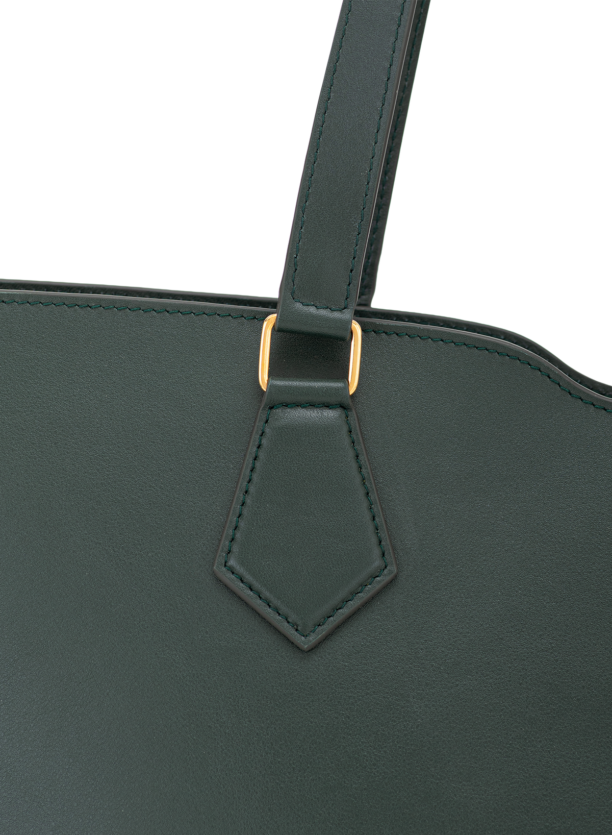 Amala L Tote French Calf Nappa in Green, close-up detail