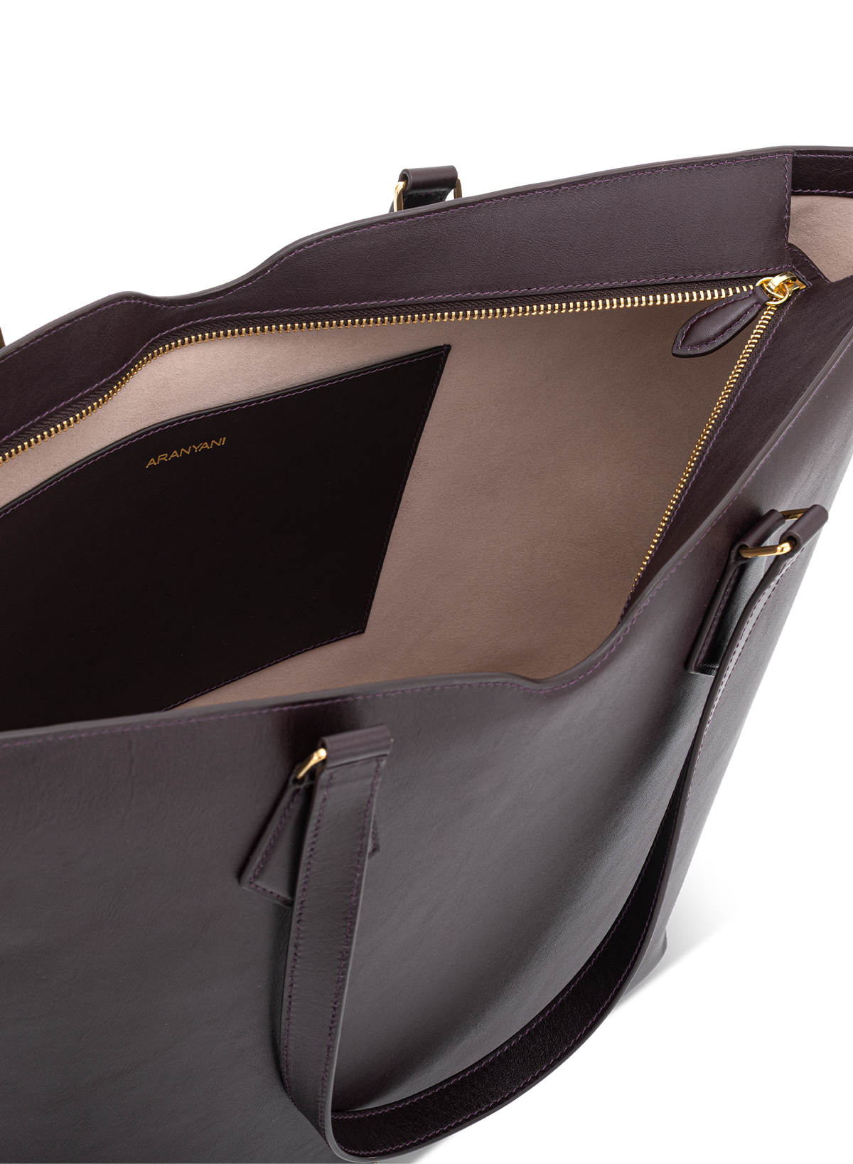 Amala L Tote French Calf Nappa in Mahogany, top view