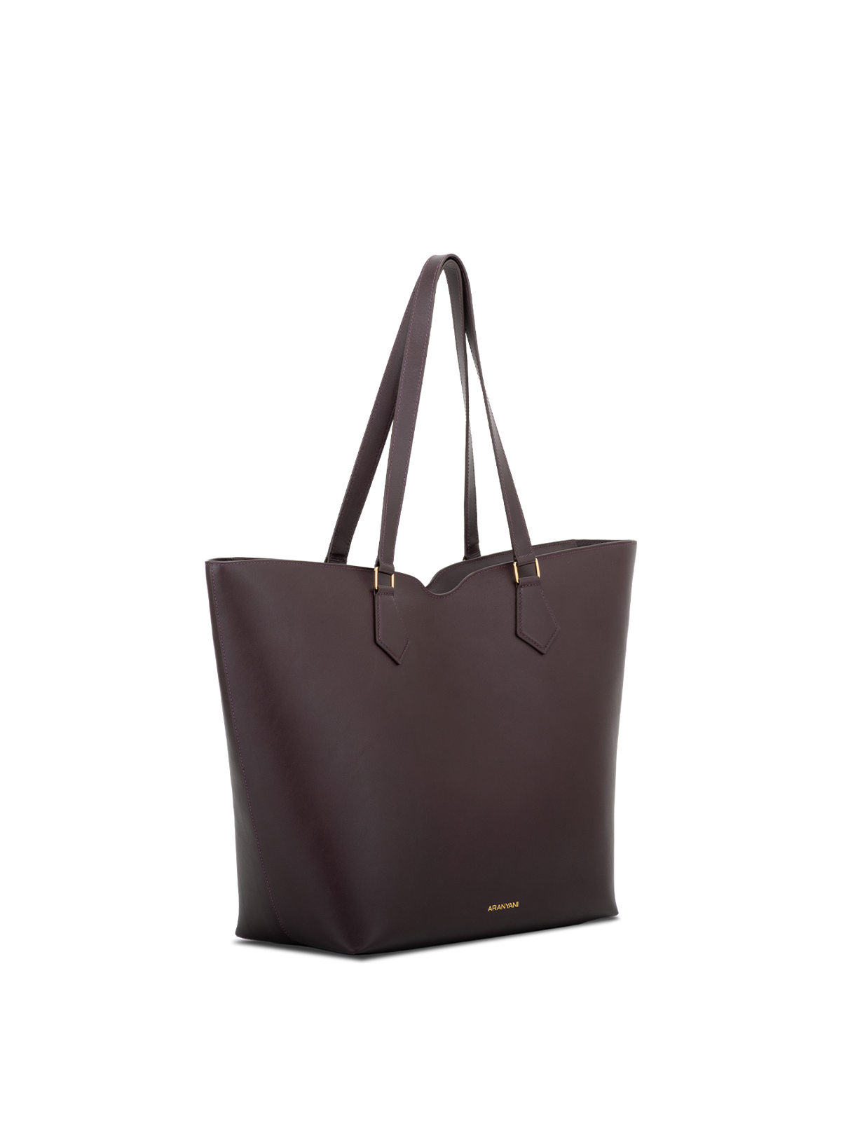 Amala L Tote French Calf Nappa in Mahogany, side view