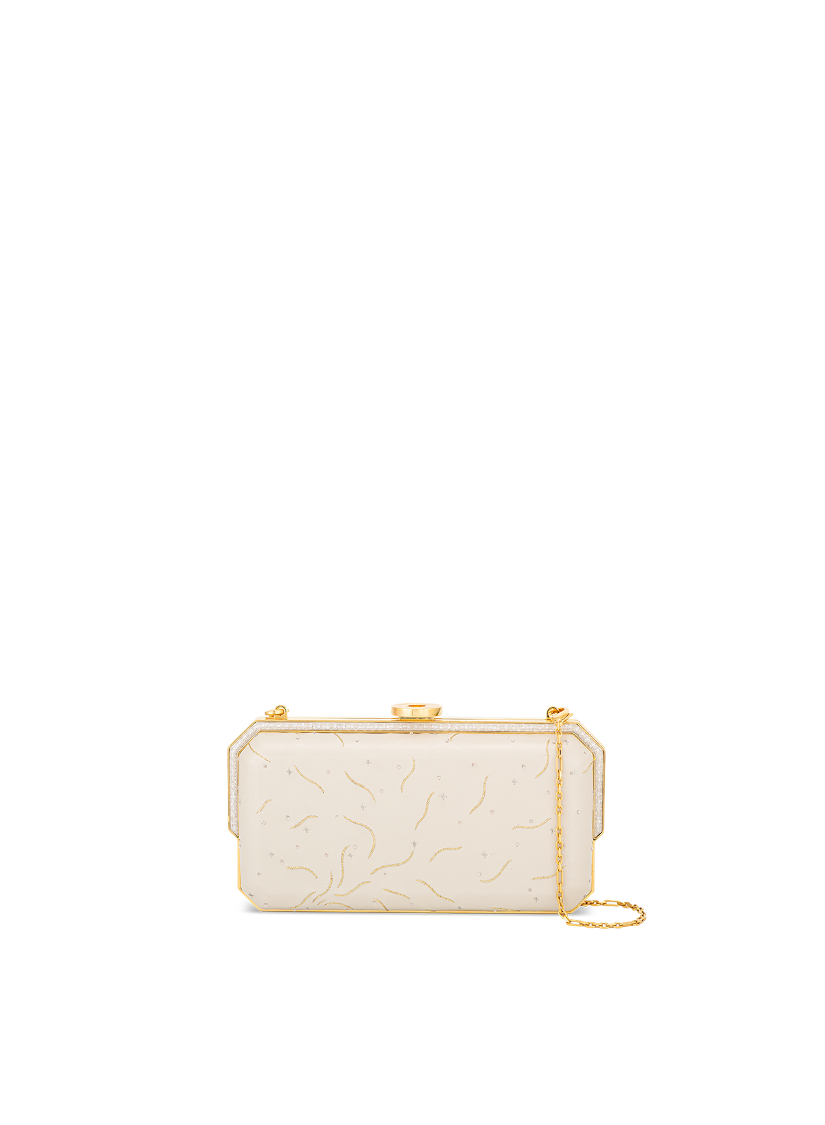Laya Framed Clutch Embellished in Sand, back view