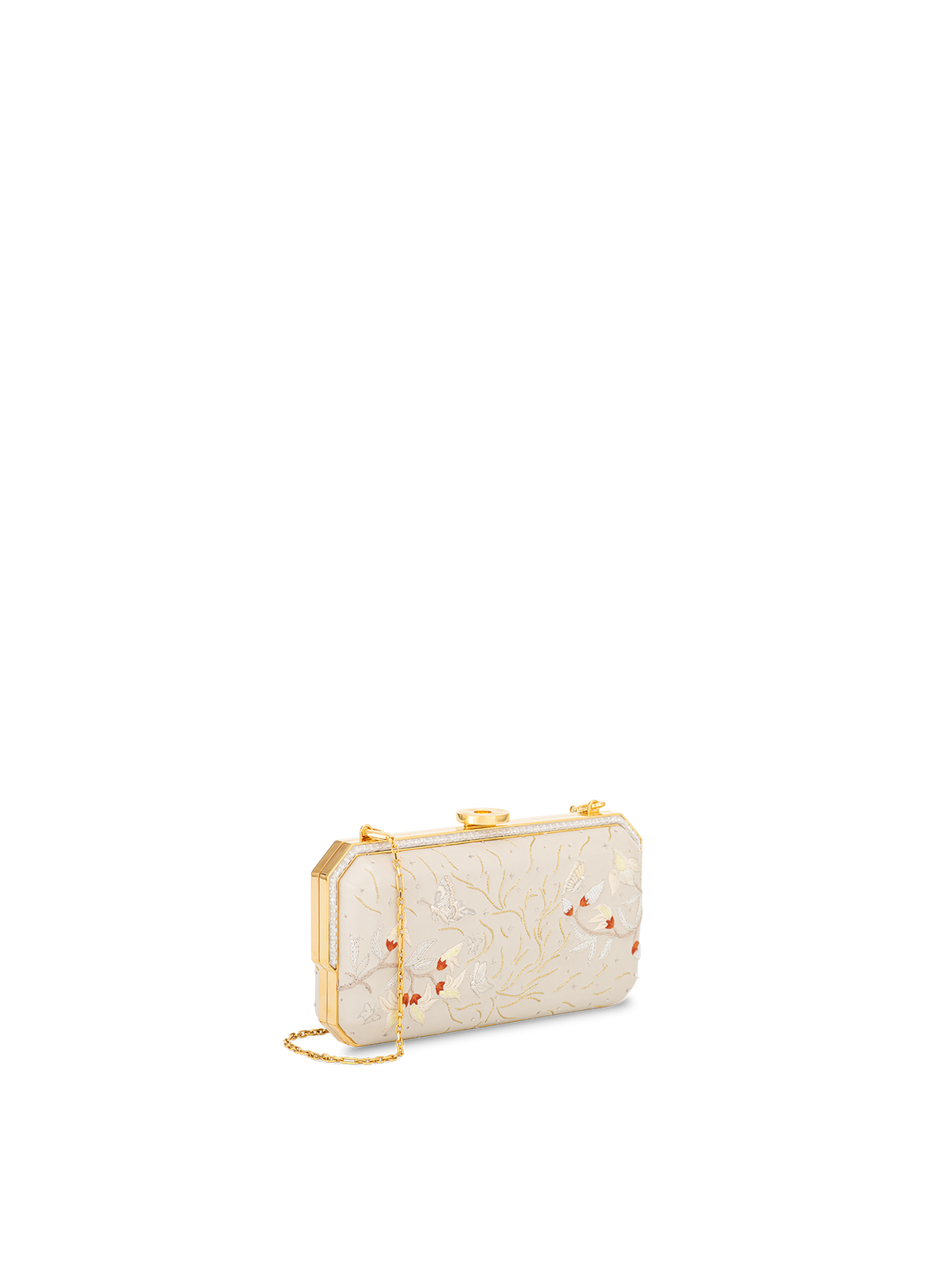 Laya Framed Clutch Embellished in Sand, side view