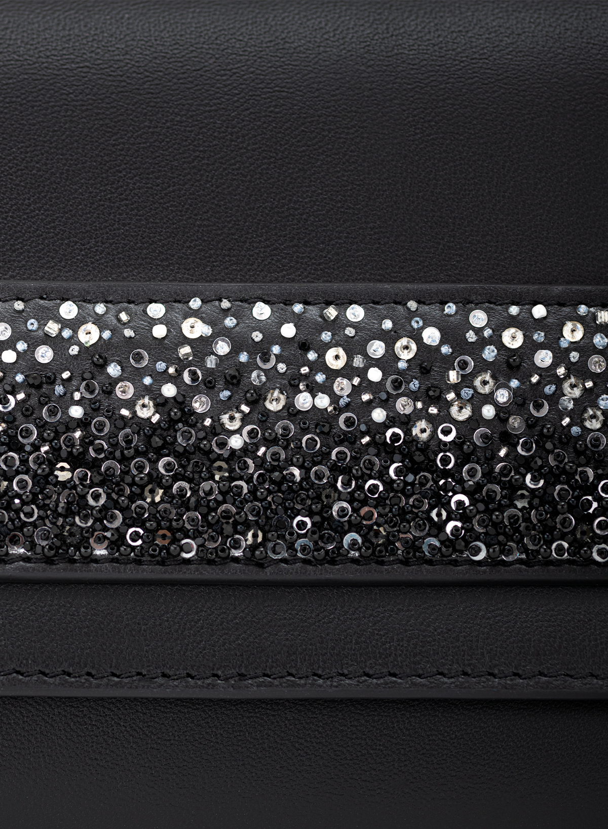 Tara Clutch Embellished in Obsidian, close-up detail