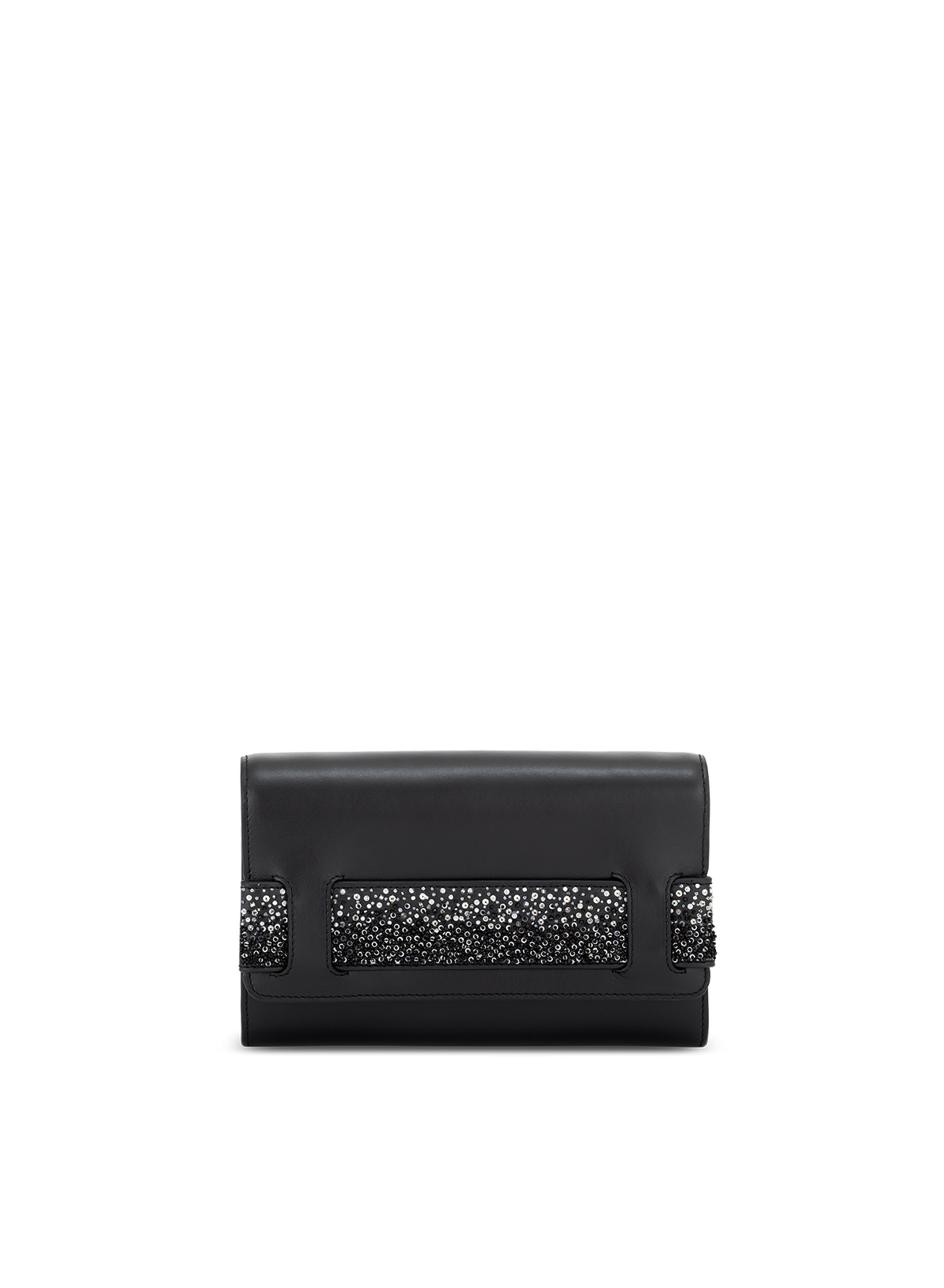 Tara Clutch Embellished in Obsidian, front view