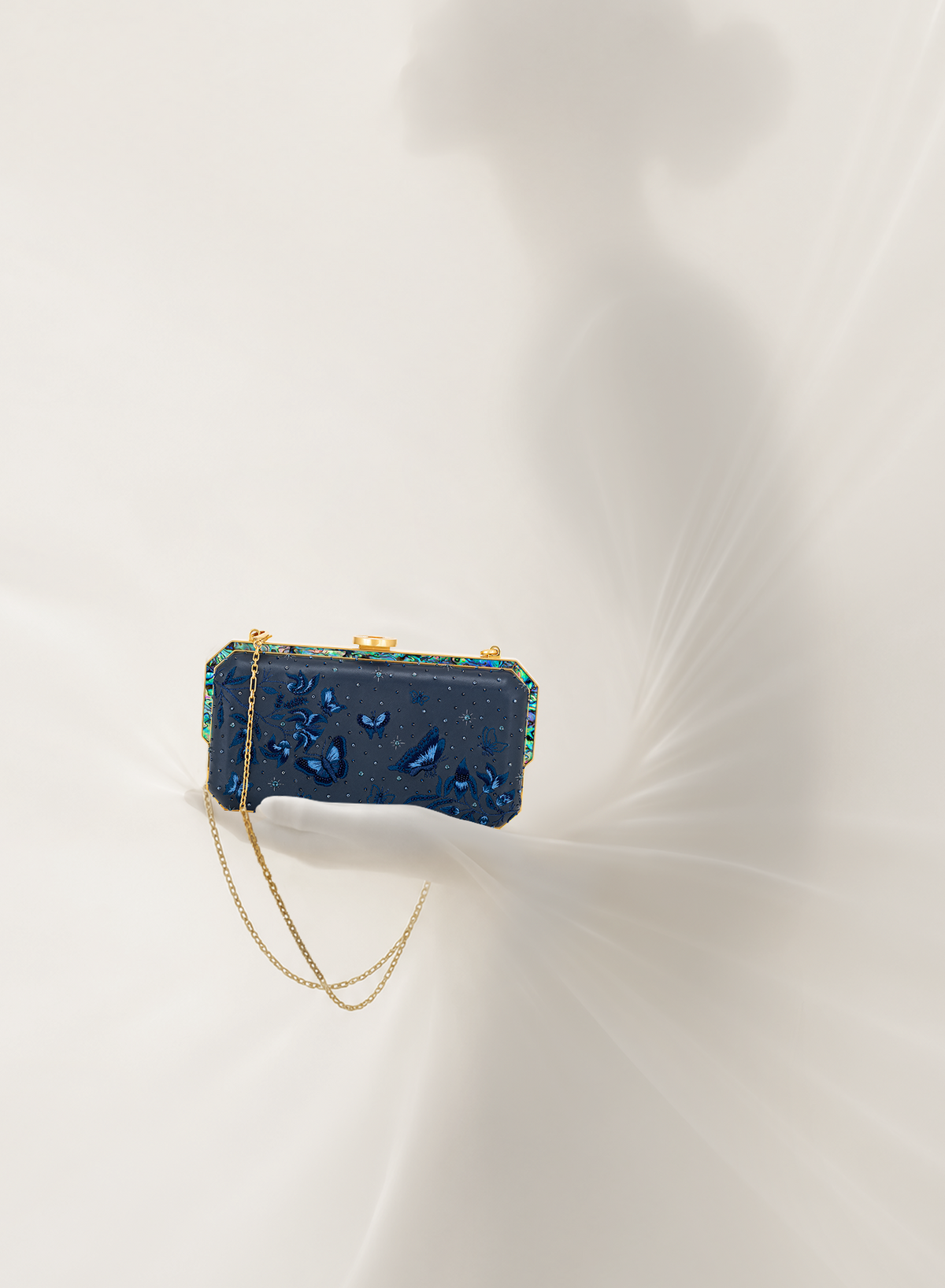 Laya Framed Clutch Embellished in Midnight Blue, Lifestyle