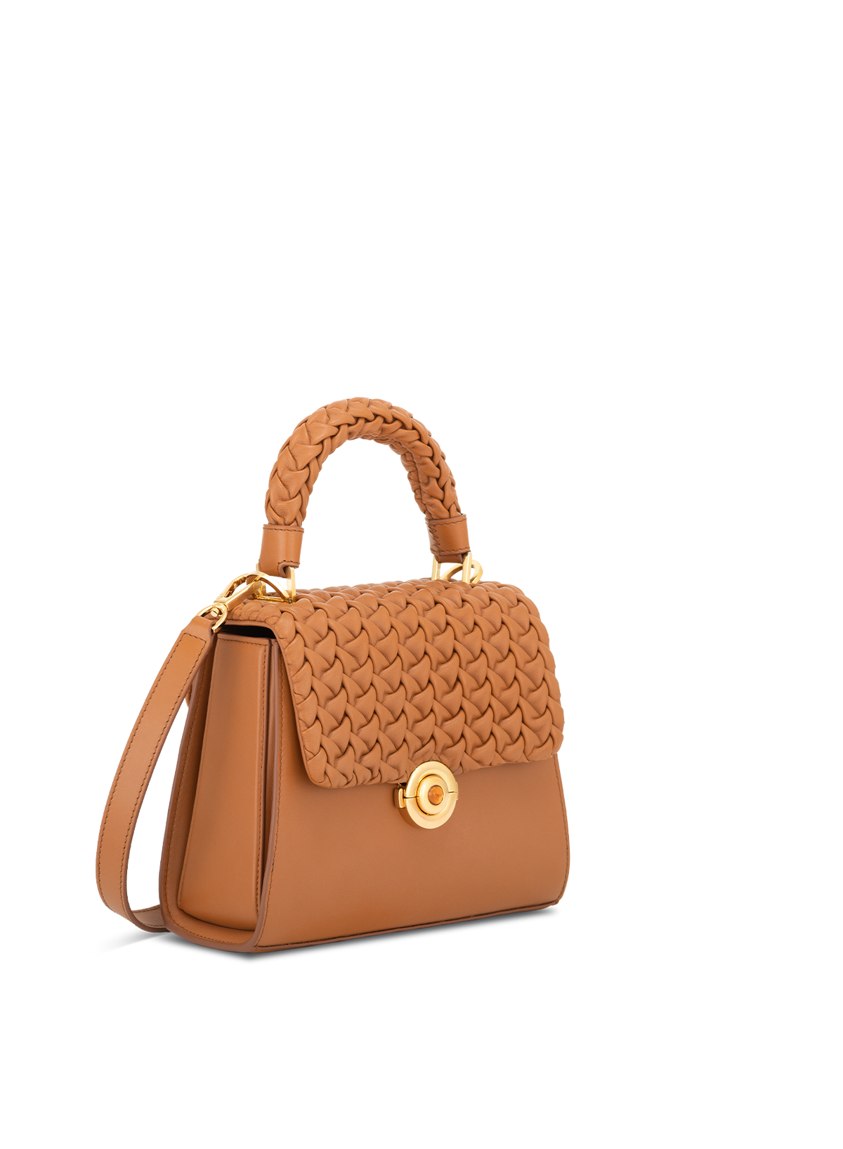 Calista M Hand-pleated with Citrine Push Lock in Bruno, side view