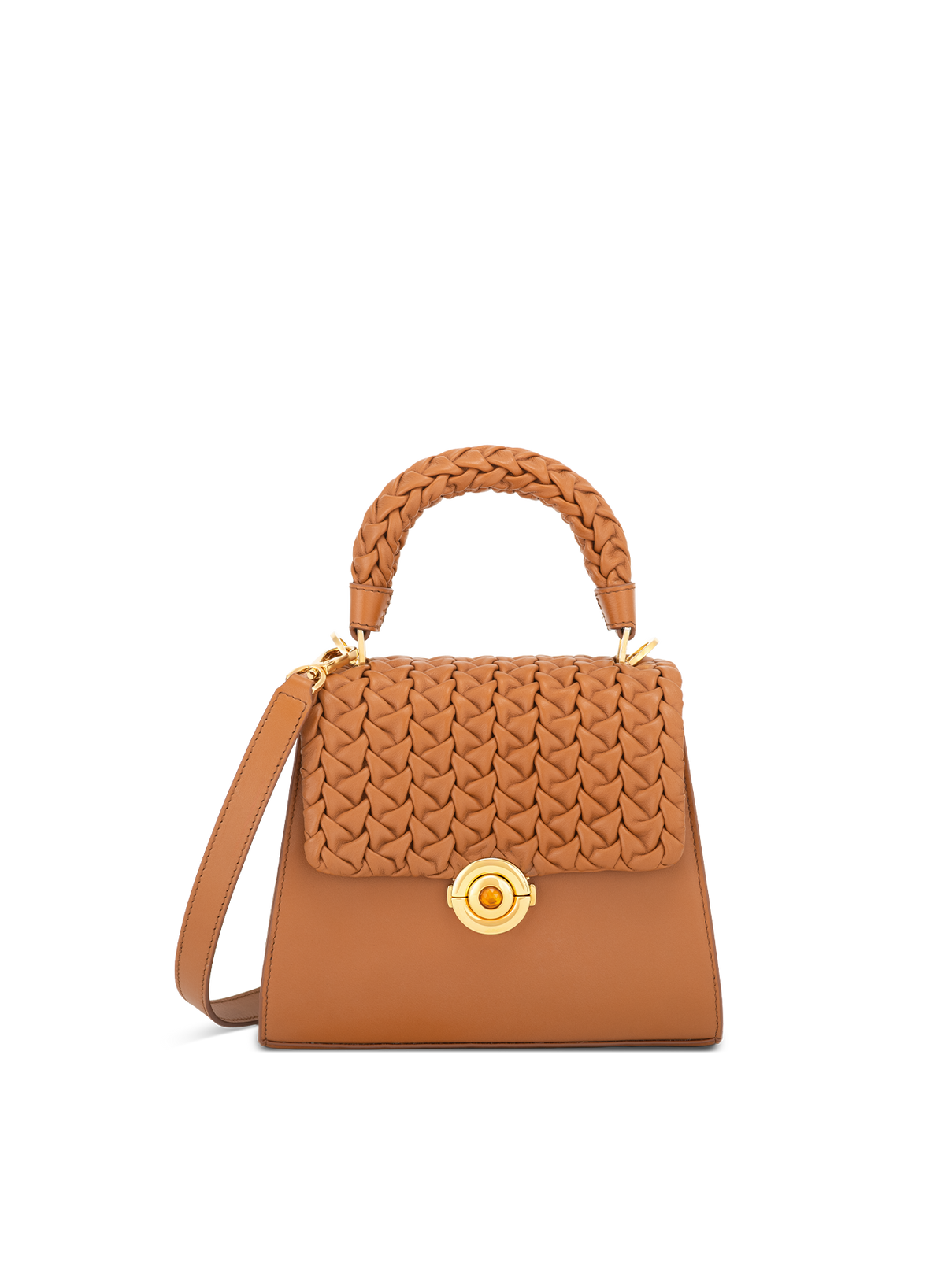 Calista M Hand-pleated with Citrine Push Lock in Bruno, front view