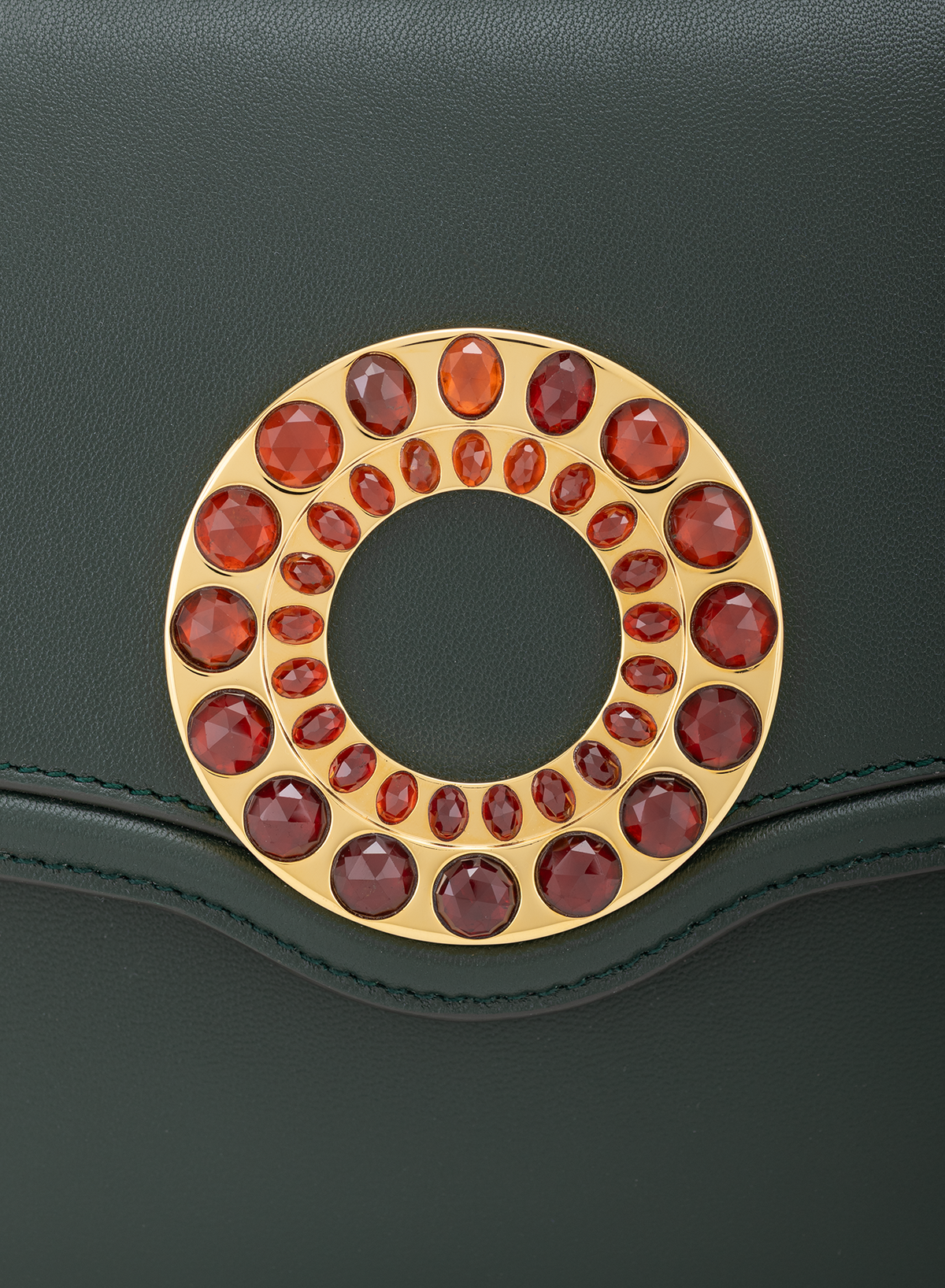 Calista M Hessonite Stone Drop in Green, close-up detail