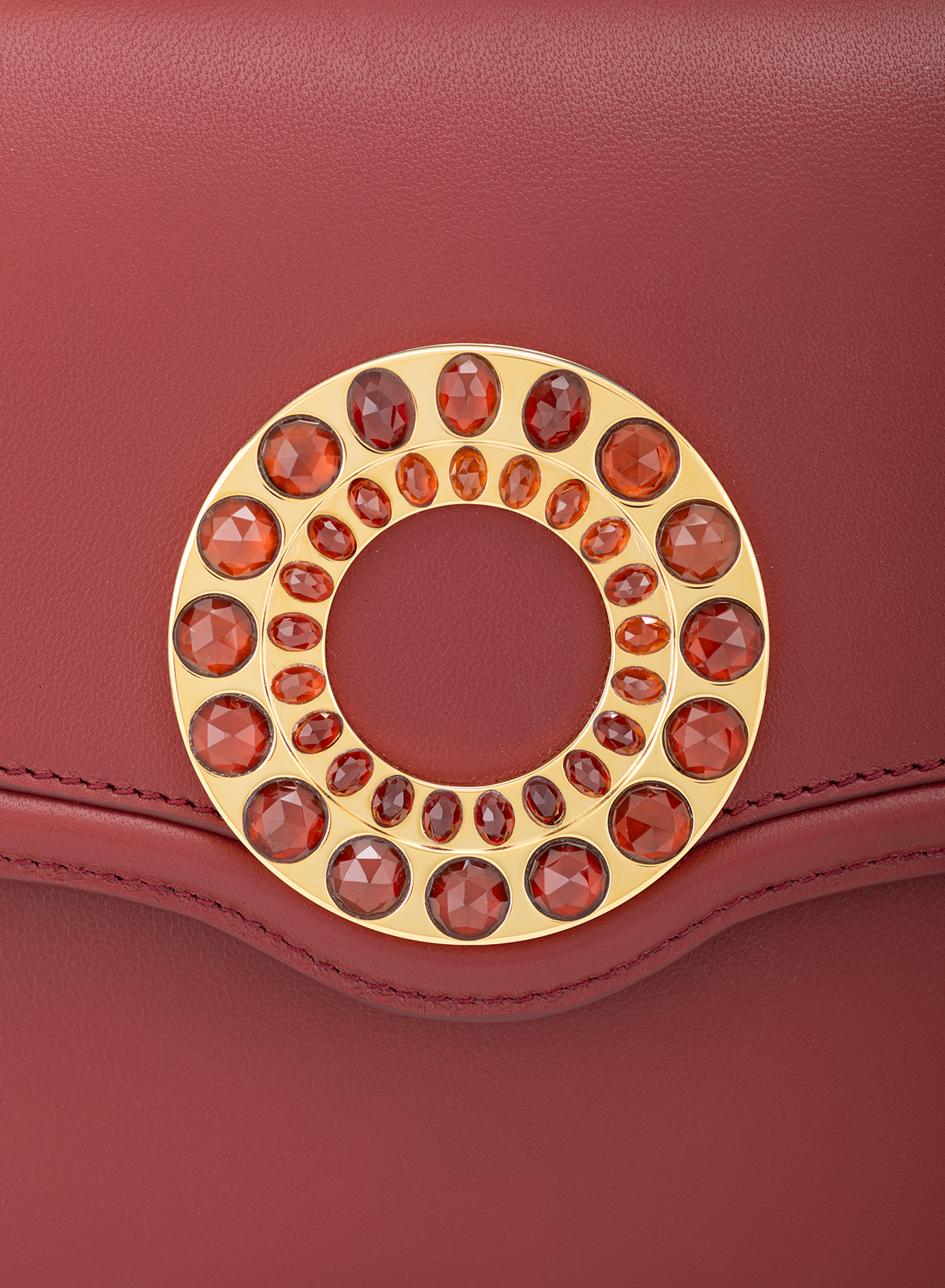 Calista M Hessonite Stone Drop in Lava Red, close-up detail