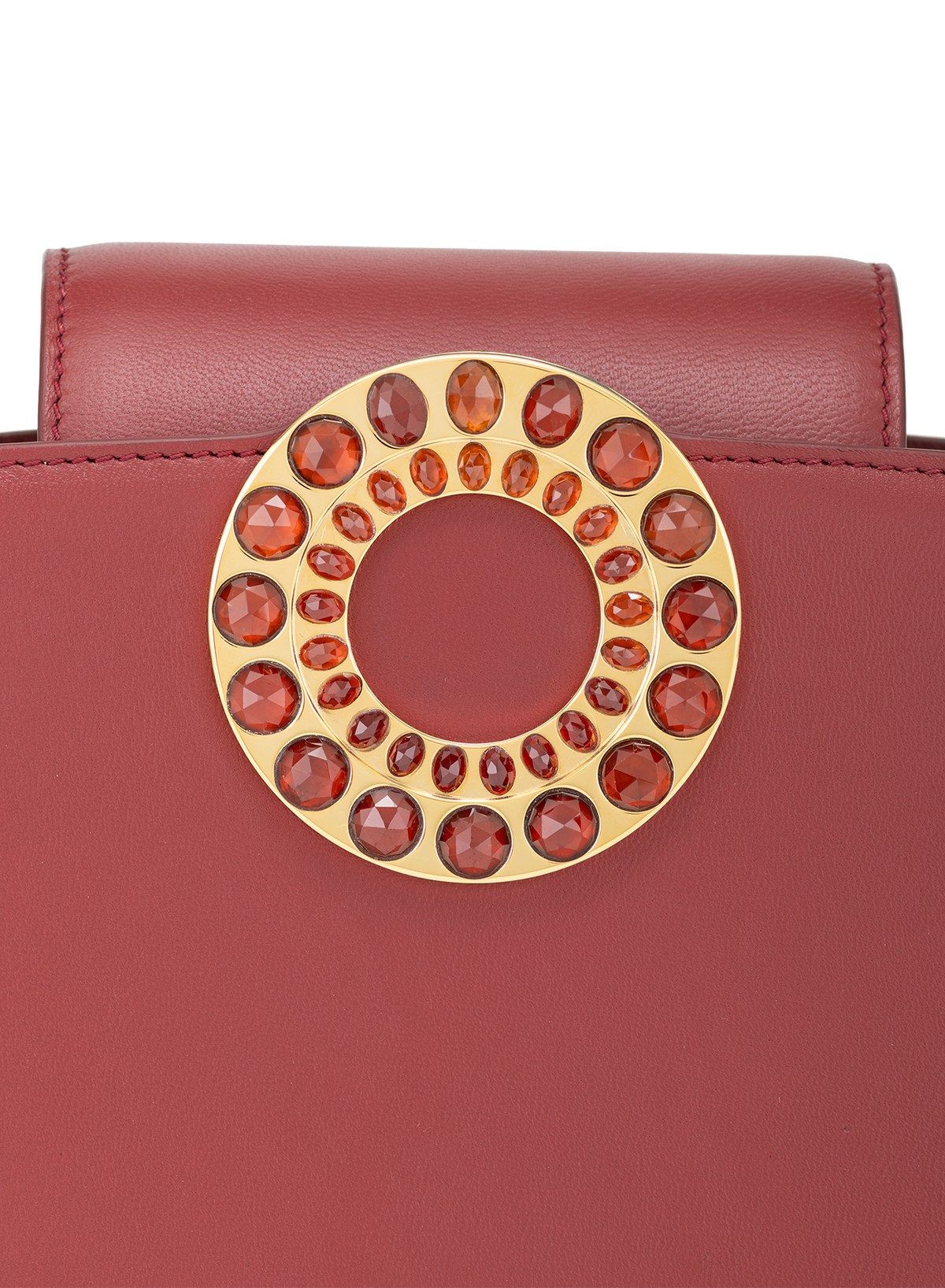 Electra M Hessonite Stone Drop in Lava Red, close-up detail