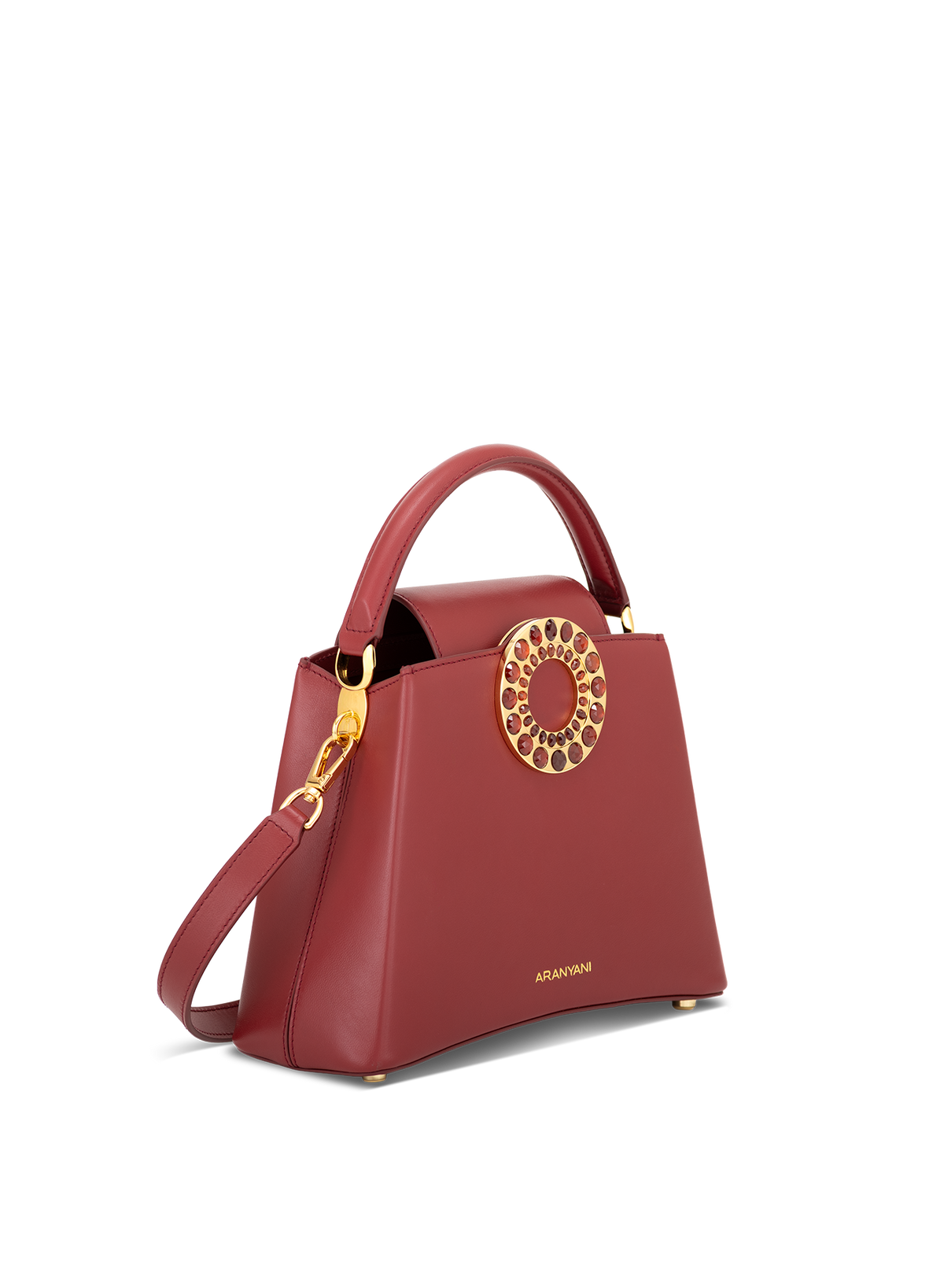 Electra M Hessonite Stone Drop in Lava Red, side view